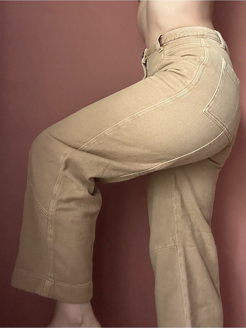ASOS Design tan high-waisted wide-leg cotton pants - Picture 6 of 8